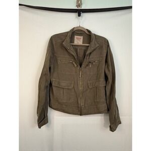 Mossimo Utility Jacket Large Olive Green Tencel Lyocell Zip Military Cargo